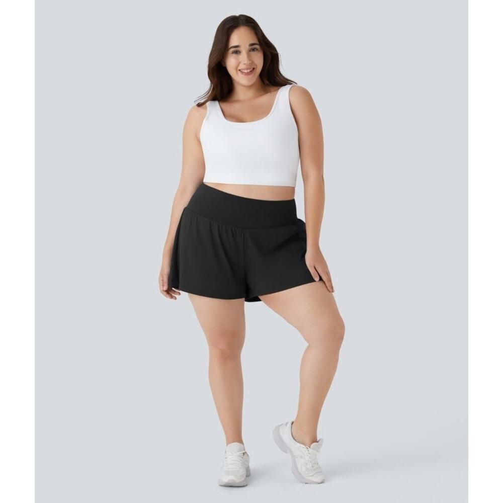 Halara Super High Waisted 2-in-1 Yoga Plus Size Shorts 4" Size 1X Long NWOT